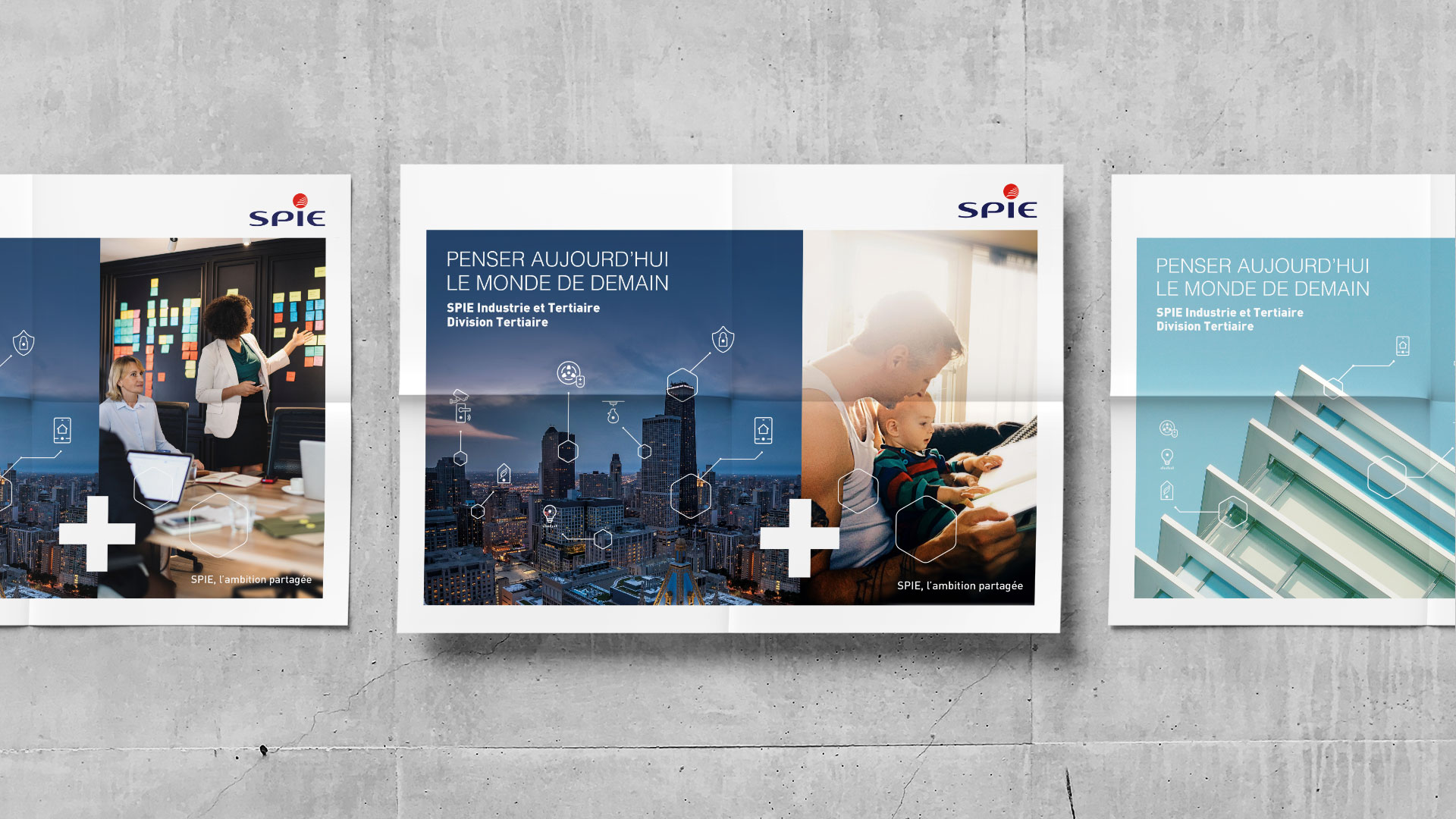 Déclinaisons du concept en affiches par ISUKLO pour SPIE Industrie et Tertiaire - division Tertiaire