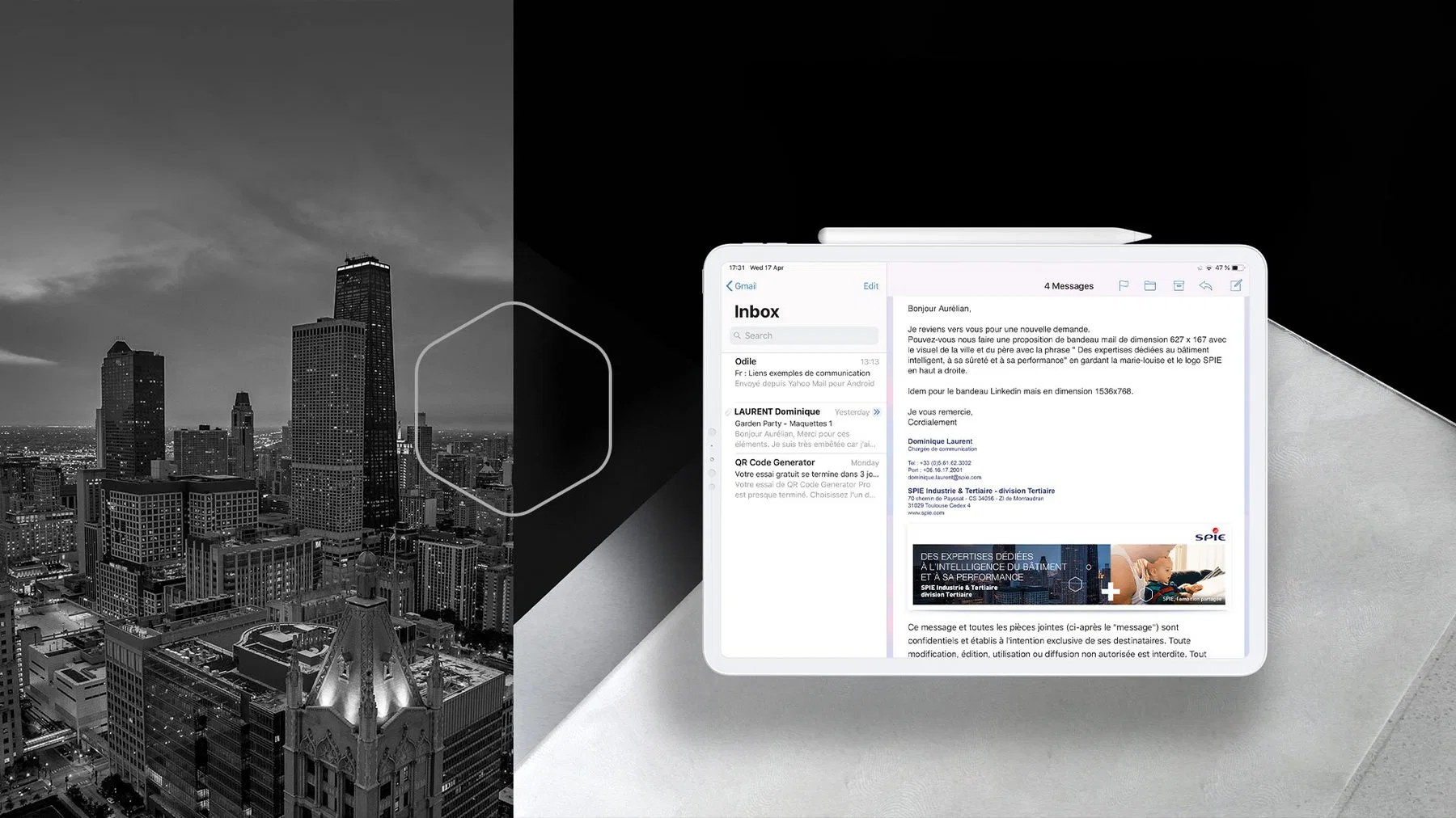 Visuel urbain et signature mail de la campagne